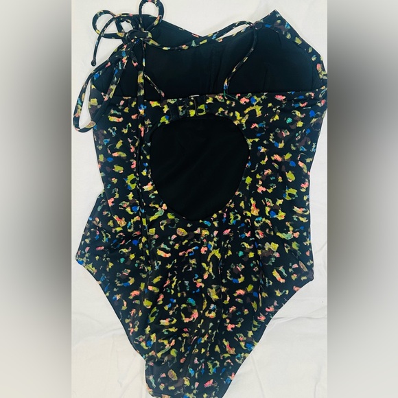 Athleta Black Multicolor Print One-Piece Swimsuit - Picture 6 of 6